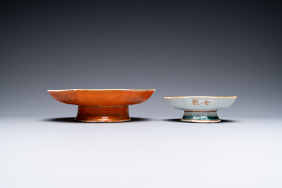 Four Chinese famille rose and iron-red-decorated porcelain wares, 19th C.