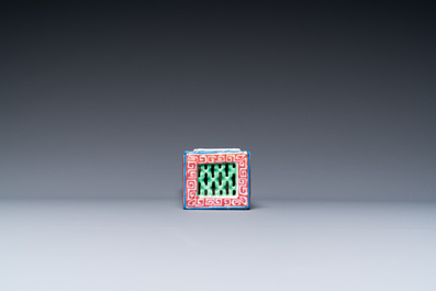 A Chinese famille rose reticulated rectangular cricket box, Daoguang
