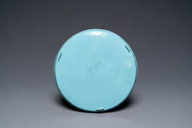 A Chinese Canton enamel plate with a fine landscape, Qianlong