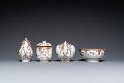 A Chinese famille rose 12-piece tea service for the European market, Qianlong