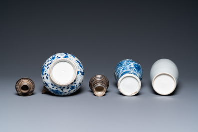 Three Chinese blue and white vases, Kangxi/Qianlong
