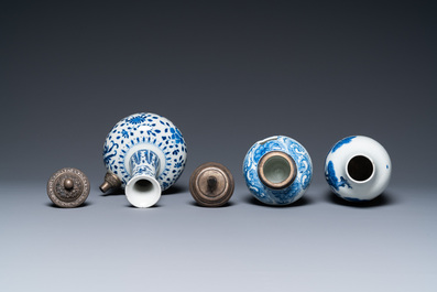 Three Chinese blue and white vases, Kangxi/Qianlong
