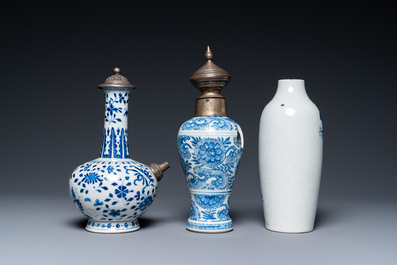 Three Chinese blue and white vases, Kangxi/Qianlong