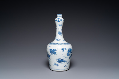 A Chinese blue and white 'Hatcher cargo' bottle vase, Transitional period