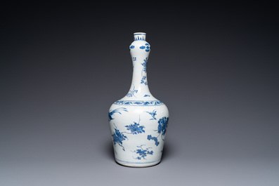 A Chinese blue and white 'Hatcher cargo' bottle vase, Transitional period