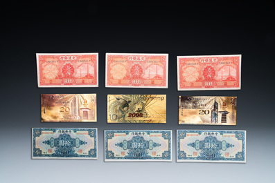 Neuf billets, Chine, 20&egrave;me