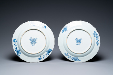 A pair of Chinese blue and white 'Xi Xiang Ji' dishes, Qianlong