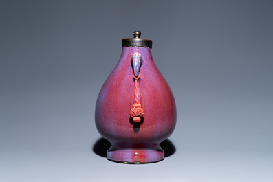 A Chinese lamp-mounted flamb&eacute;-glazed vase, Qianlong