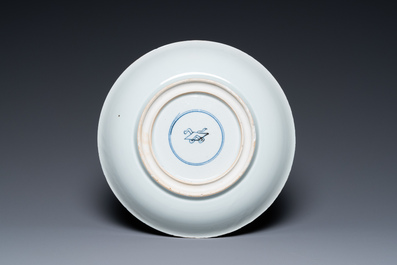 A Chinese famille verte dish with a narrative scene, Kangxi