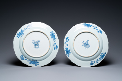 A pair of Chinese blue and white 'Xi Xiang Ji' dishes, Qianlong