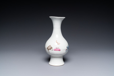 A Chinese famille rose vase with figures and antiquities, Yongzheng