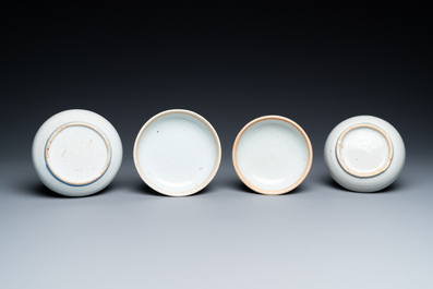 Five Chinese boxes and a wall vase, Kangxi and later