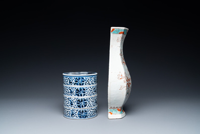 Five Chinese boxes and a wall vase, Kangxi and later