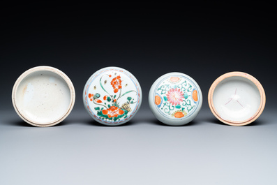 Five Chinese boxes and a wall vase, Kangxi and later