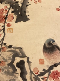 Wu Hufan (1894-1968): 'Vogels bij bloesemtakken', inkt en kleur op papier, gedat. juni 1937