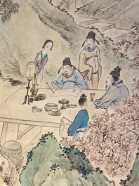 Li Qiujun (1899-1973): &lsquo;Lettr&eacute;s en temps de loisirs', encre et couleurs sur papier