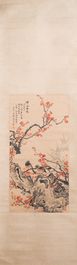 Wu Hufan (1894-1968): 'Vogels bij bloesemtakken', inkt en kleur op papier, gedat. juni 1937