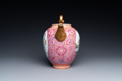 A tall Chinese famille rose wine ewer and cover, Qianlong mark, Republic