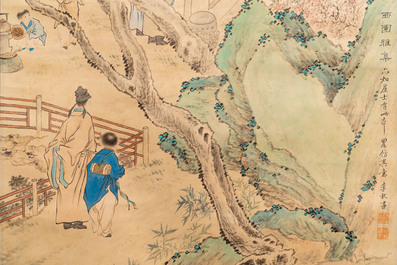 Li Qiujun (1899-1973): &lsquo;Lettr&eacute;s en temps de loisirs', encre et couleurs sur papier