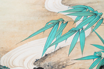 Sun Yunsheng (1918-2000): &lsquo;Pigeons de paix&rsquo;, encre et couleurs sur papier