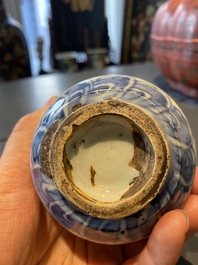 A small Chinese blue and white ko-sometsuke 'monkey' vase for the Japanese market, Transitional period