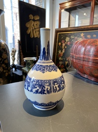 A Chinese blue and white bottle vase, Kangxi