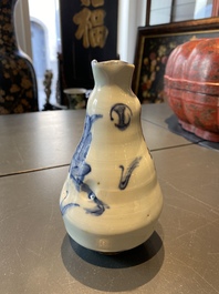 A small Chinese blue and white ko-sometsuke 'monkey' vase for the Japanese market, Transitional period