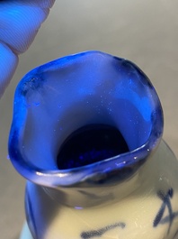 A small Chinese blue and white ko-sometsuke 'monkey' vase for the Japanese market, Transitional period
