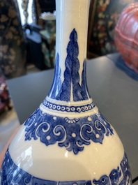 A Chinese blue and white bottle vase, Kangxi