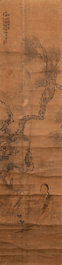 Luo Qing (1821-1899): vier scrolls met figuren in landschappen, inkt en kleur op papier