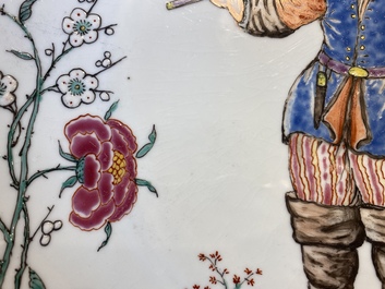 A Chinese Dutch-decorated &lsquo;fisherman&rsquo; dish, 1st half 18th C.