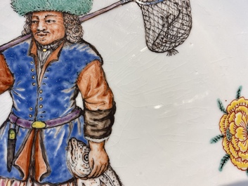 A Chinese Dutch-decorated &lsquo;fisherman&rsquo; dish, 1st half 18th C.