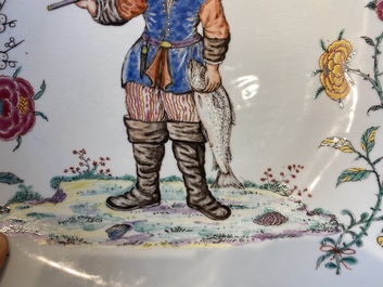 A Chinese Dutch-decorated &lsquo;fisherman&rsquo; dish, 1st half 18th C.