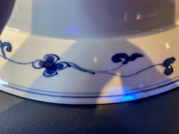 A deep Chinese blue, white and copper-red dish, Chenghua mark, Kangxi