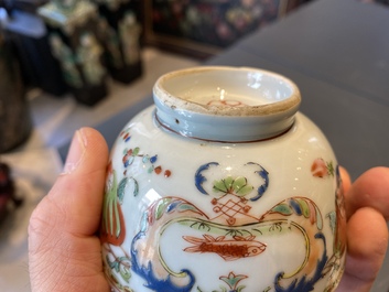 A Chinese famille rose 'Pompadour' cup and saucer, Yongzheng/Qianlong