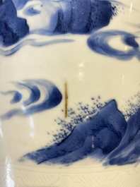 Een Chinese blauw-witte vaas met onsterfelijken in een landschap, Transitie periode