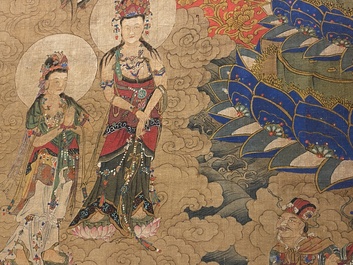 Chinese school: 'De 33-koppige Avalokitesvara', inkt en kleur op zijde, Qing