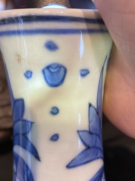 A pair of Chinese blue and white 'Wang Xizhi' bottle vases, Transitional period