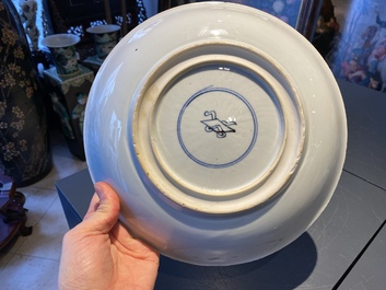 A Chinese famille verte dish with a narrative scene, Kangxi