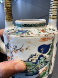 A Chinese famille verte 'mythical animals' teapot, Kangxi