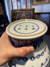 Een Chinese blauw-witte kalebasvaas, Jiajing merk, Qing