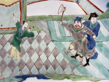 A Chinese famille verte dish with a narrative scene, Kangxi