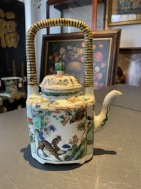 A Chinese famille verte 'mythical animals' teapot, Kangxi