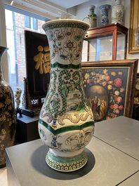 A large Chinese famille verte vase, Kangxi