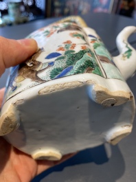 A Chinese famille verte 'mythical animals' teapot, Kangxi