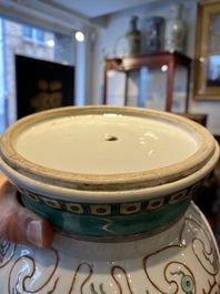 A large Chinese famille verte vase, Kangxi