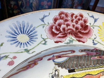An exceptionally large Chinese famille rose 'Emperor Yang' dish, Yongzheng