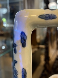 A large Chinese blue and white hexagonal teapot and cover, Transitional period