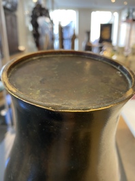 A Chinese bronze 'meiping' vase with applied dragons, Kangxi