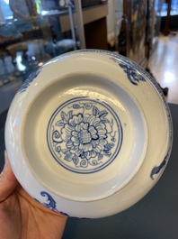 A Chinese blue and white bowl with floral design, Kangxi